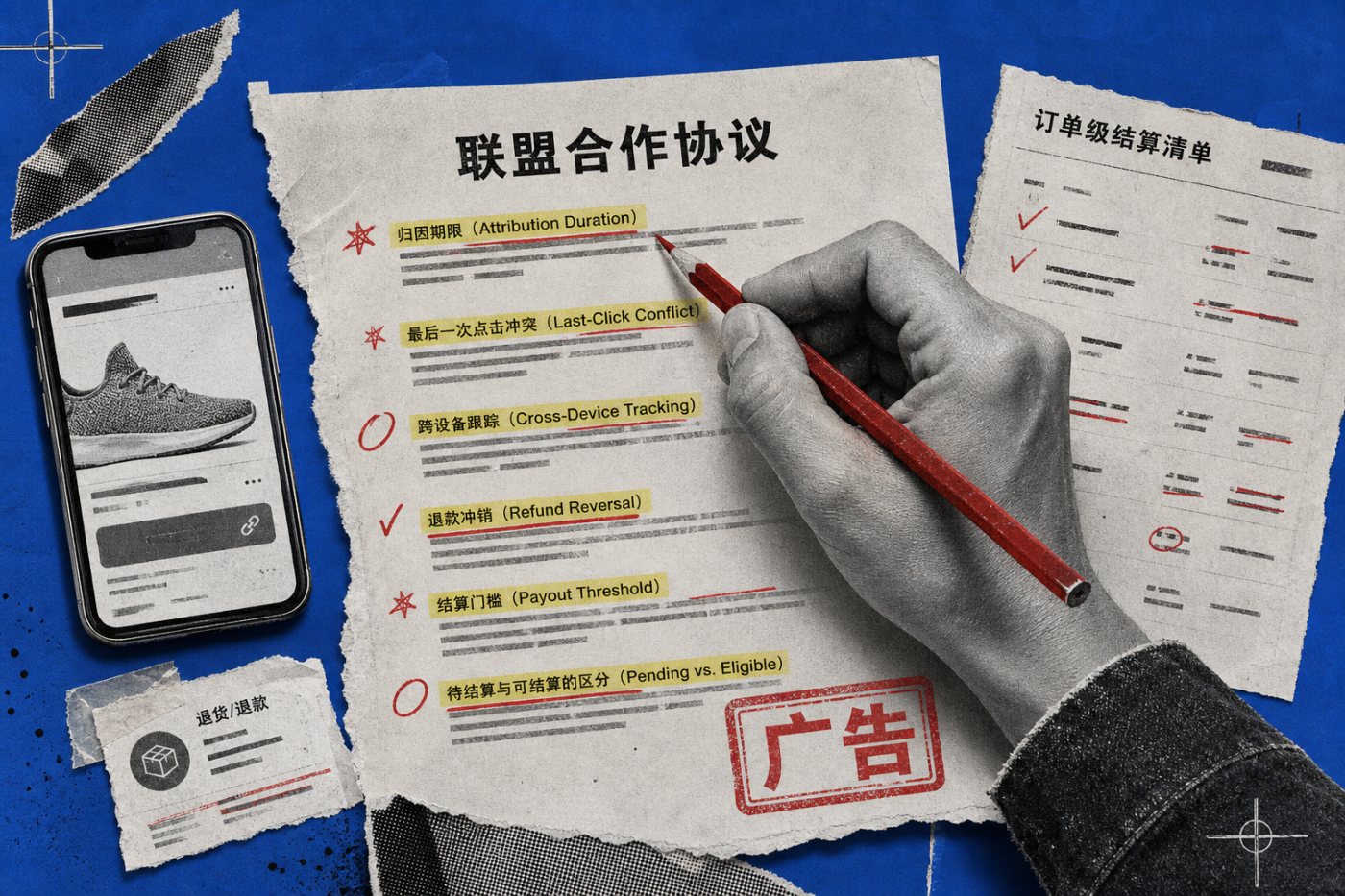 创作者签约前核对归因窗口、退款扣回、付款门槛与广告披露条款
