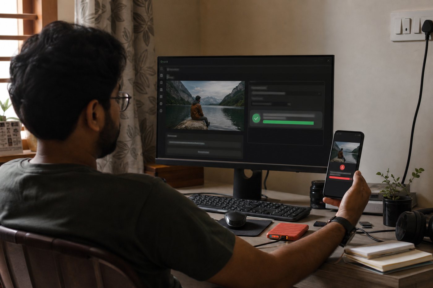 एक ही वीडियो थंबनेल पर मोबाइल की 2 MB और कंप्यूटर की 50 MB फ़ाइल सीमा का अलग परिणाम।