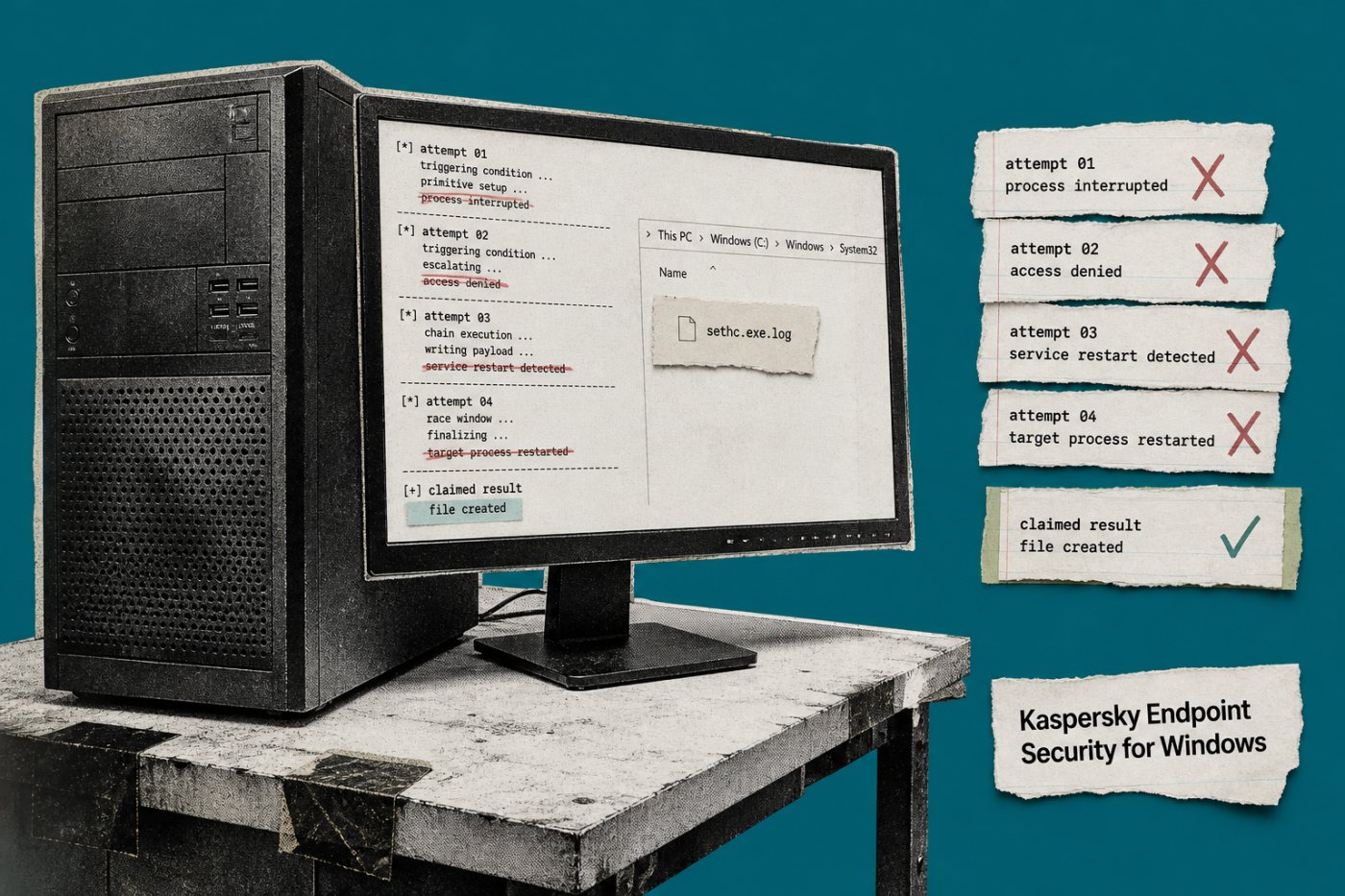 Windows 11 25H2 पर Kaspersky Endpoint Security 14.0.0.504 के साथ HardBreacher के बार-बार विफल परीक्षण प्रयास