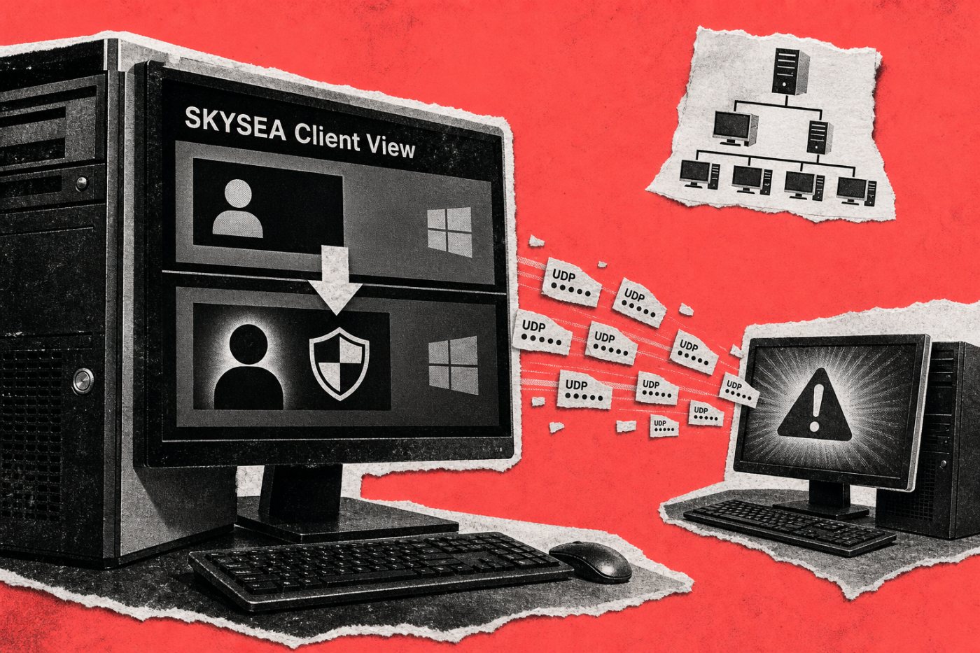 SKYSEA Client Viewの対象端末内でのSYSTEM権限取得と、UDP通信を介した別端末への影響の違い