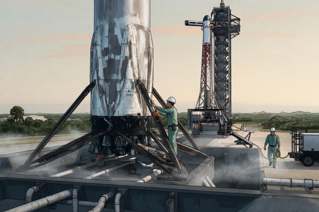 Ракета Falcon 9 с бустером B1080 на стартовой площадке SLC-40