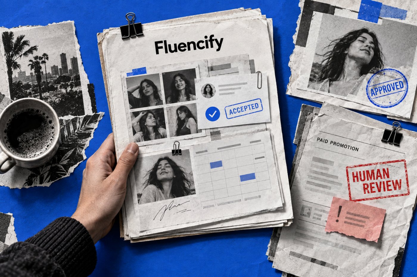 Fluencify میں brand brief سے creator matching، منظوری، scheduling اور paid promotion تک مہم کا workflow۔