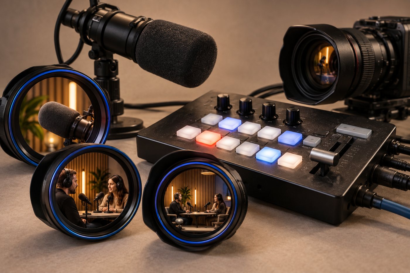 StreamYard brukes til å produsere en profilert podkastsending som går til flere kanaler samtidig.