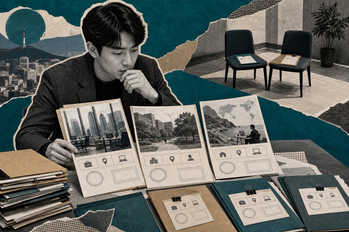 미국 기술직 공고의 비자·근무지 조건과 면접 진행 여부를 비교하는 한국 구직자