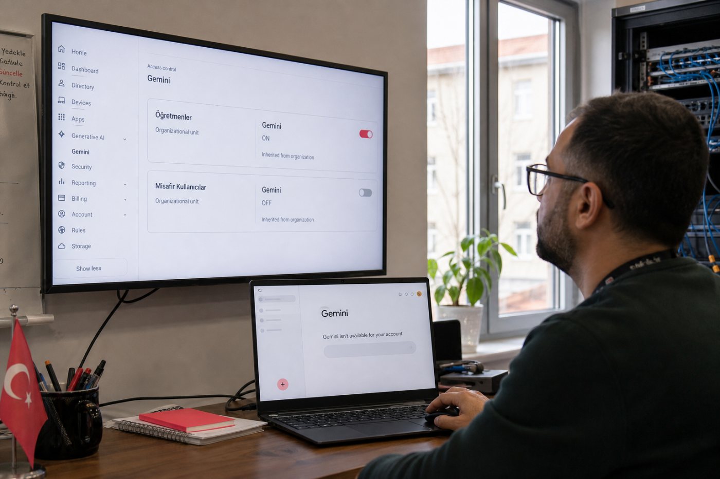 Workspace yöneticisinin mevcut Üretken Yapay Zekâ ayarıyla Gemini erişimini kuruluş düzeyinde kontrol etmesi