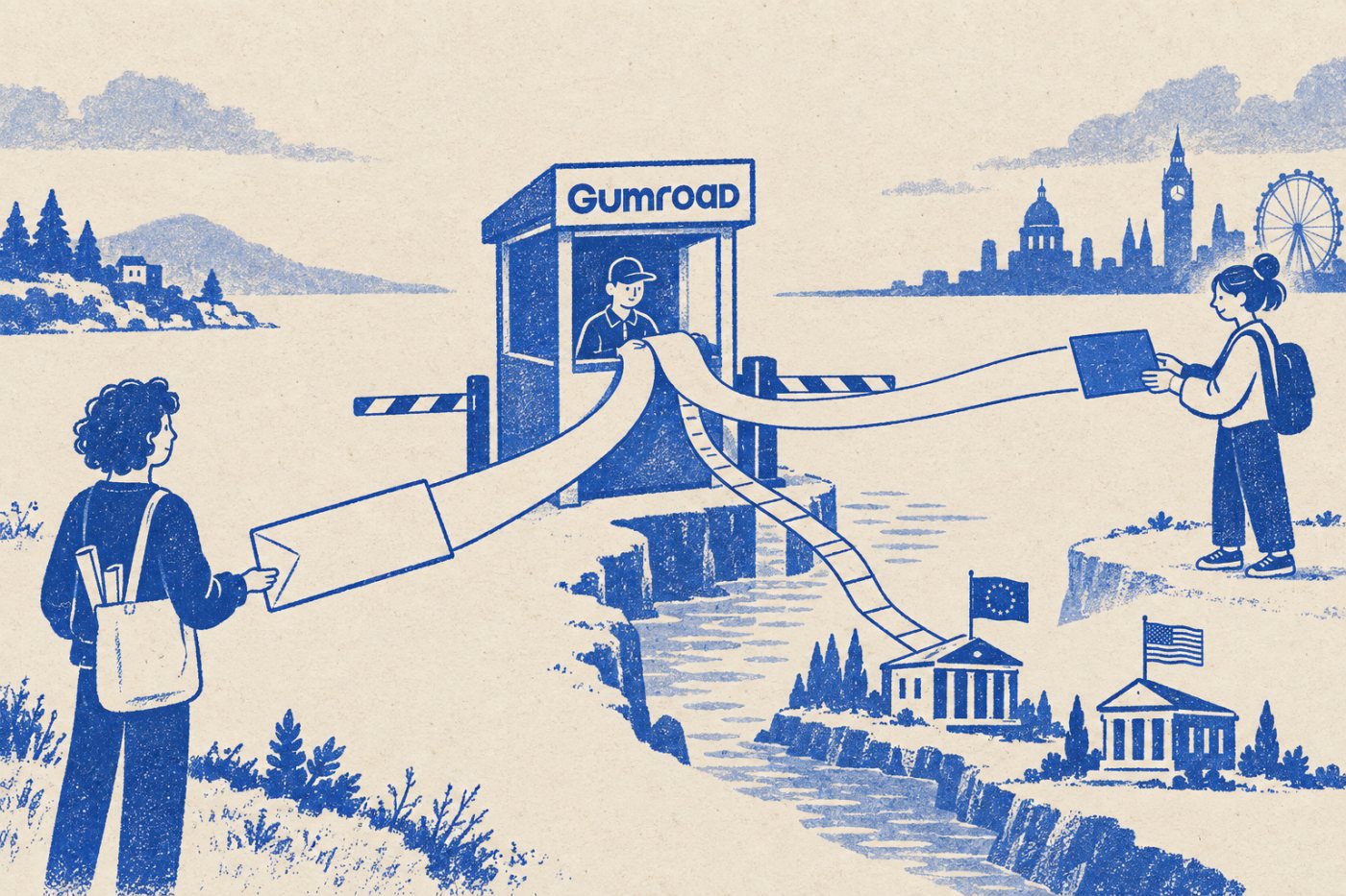 Gumroad gestiona los impuestos indirectos de una venta digital y separa el pago destinado al creador.