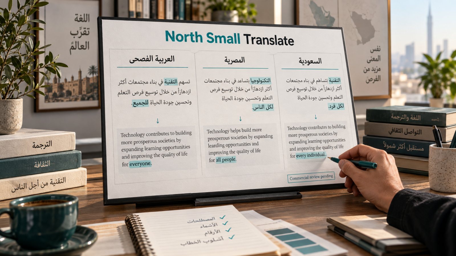North Small Translate يدعم العربية، لكن أوزانه المفتوحة غير تجارية