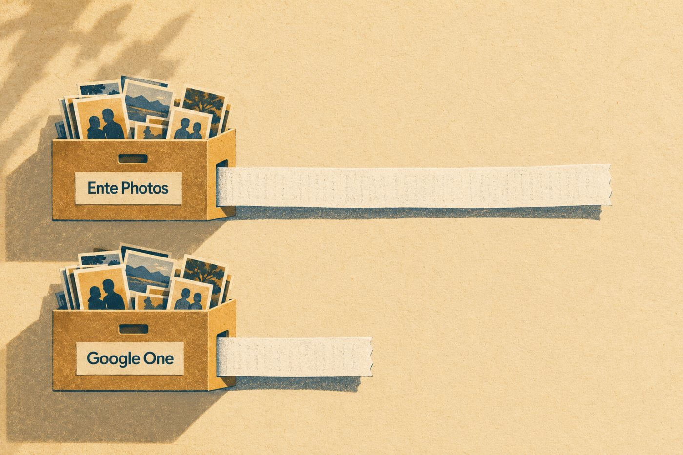 Porovnanie mesačnej ceny priestoru postačujúceho pre 2 TB fotografií v Ente Photos a Google One.