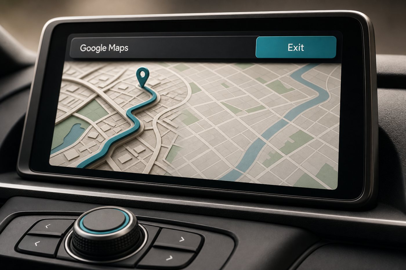 CarPlay reveals the Google Maps Exit control to end the complete active route.