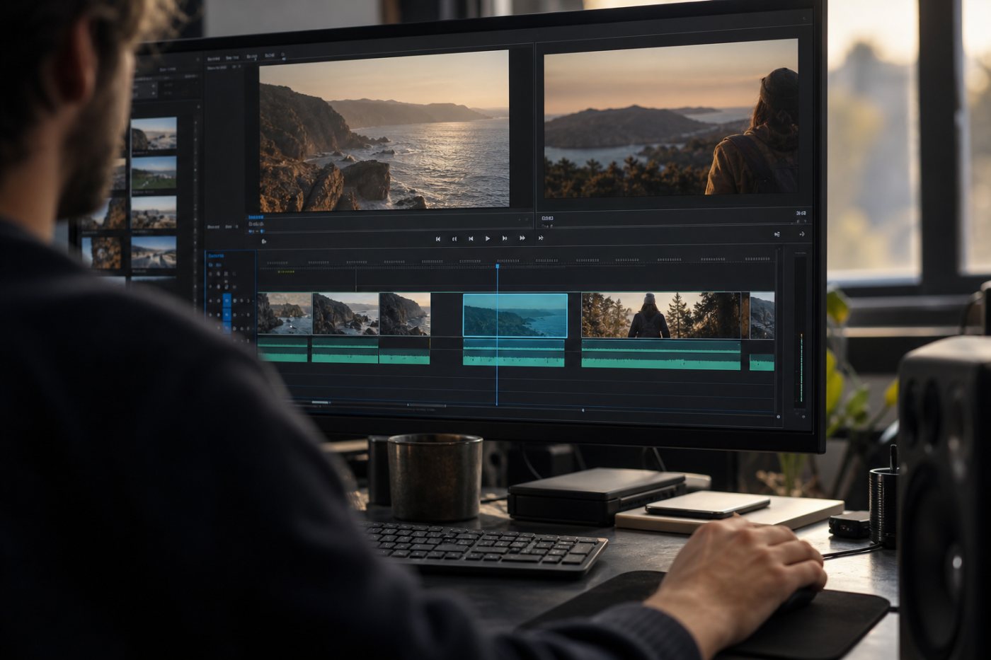 Adobe Premiere turns a selected timeline gap into an editable generated media clip.