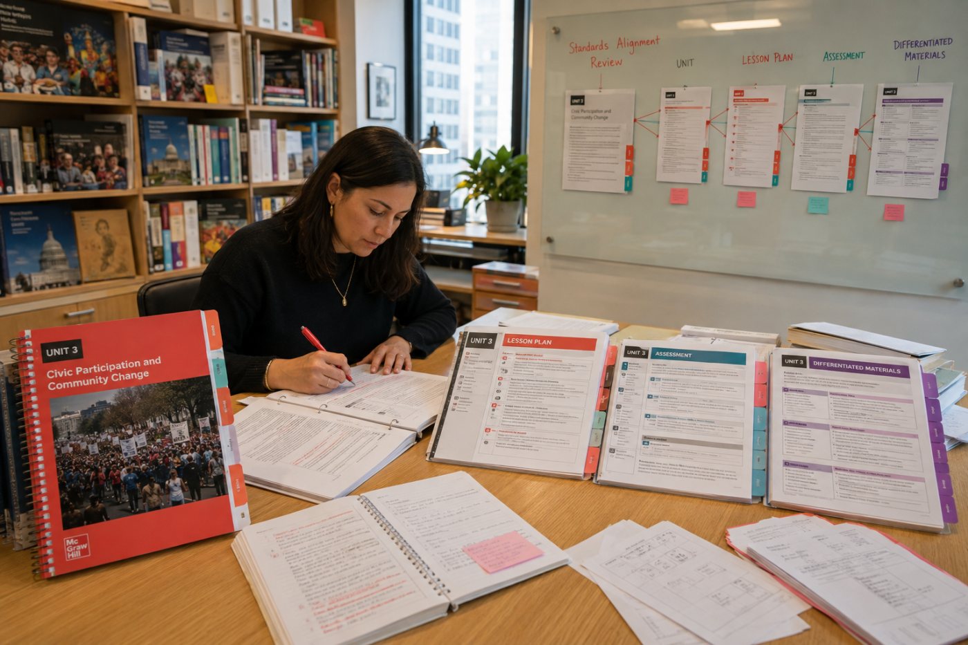 Teachally turns K–12 source curriculum and standards into connected lessons, assessments and differentiated materials.