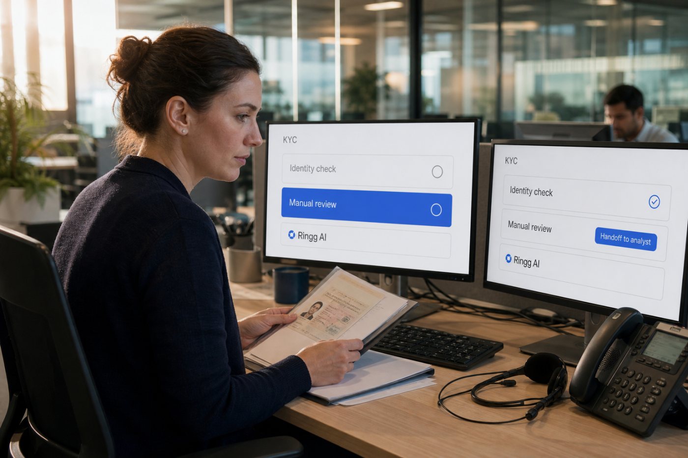 Ein KI-Agent führt einen KYC-Onboarding-Prozess aus und übergibt einen Ausnahmefall mit Kontext an die menschliche Prüfung.