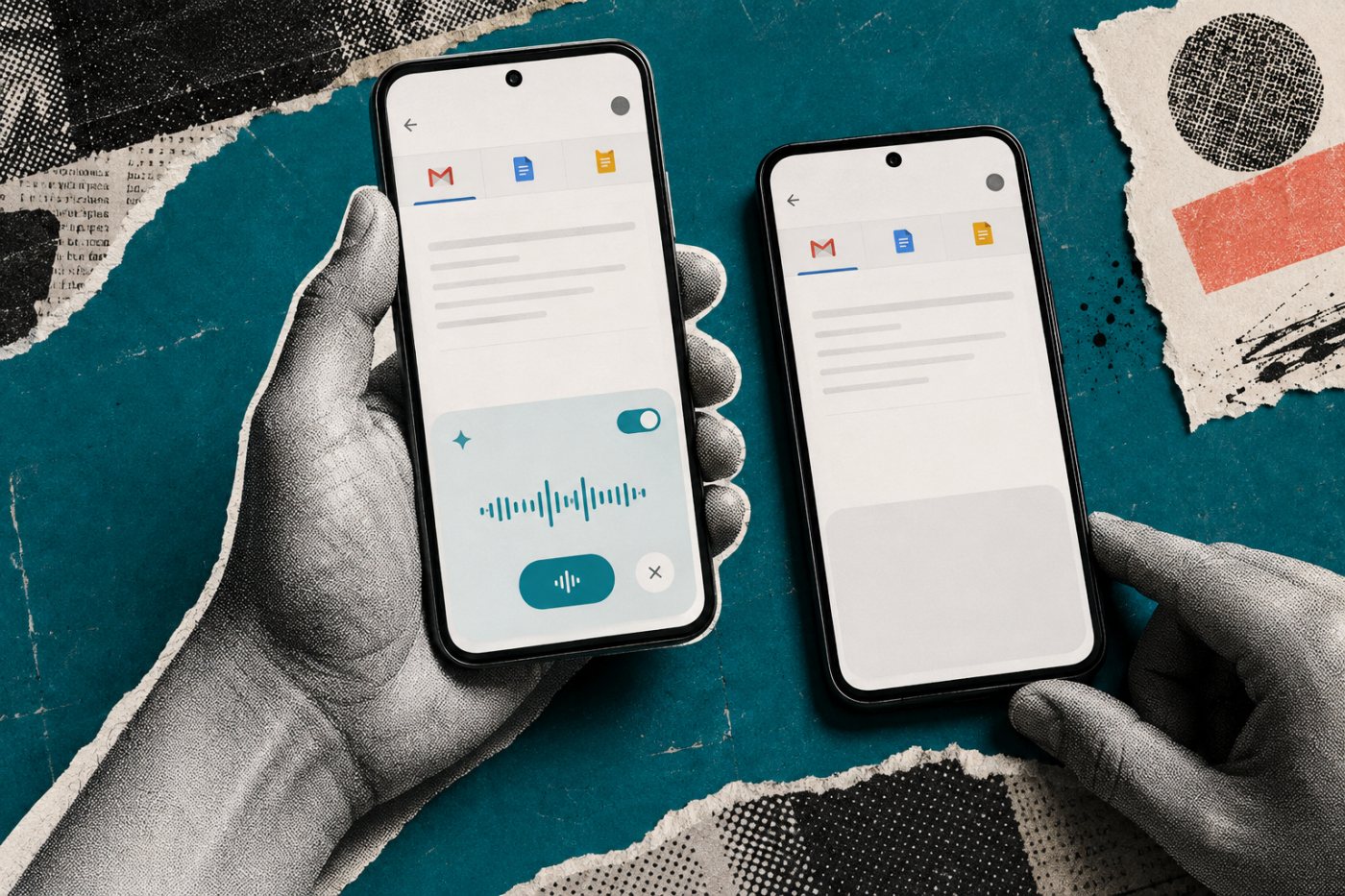 Dua status akun menunjukkan akses Gmail Live, Docs Live, dan Keep Live yang berbeda menurut paket.