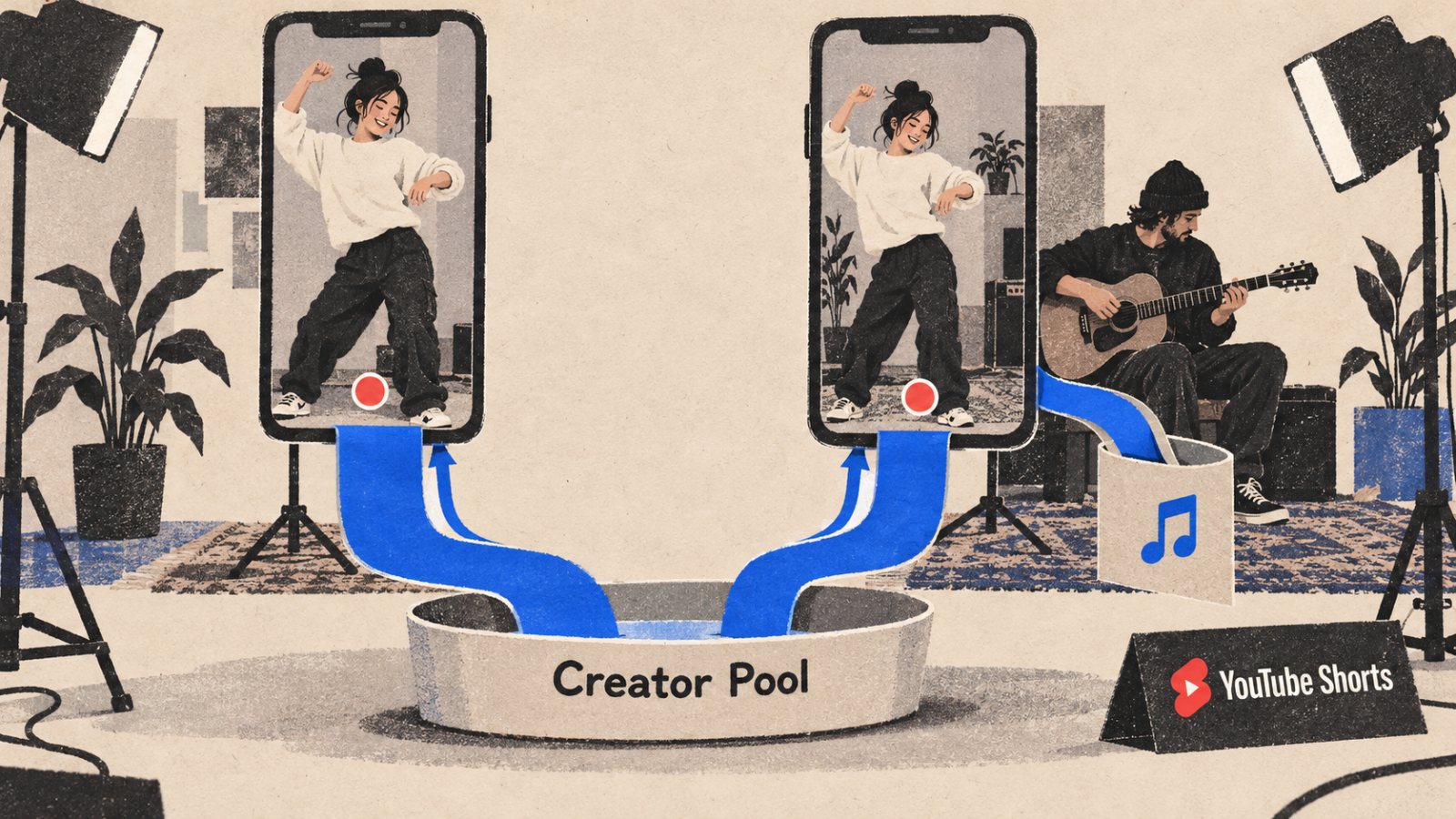 Musik i YouTube Shorts: Du beholder 45 pct., men puljen bliver mindre