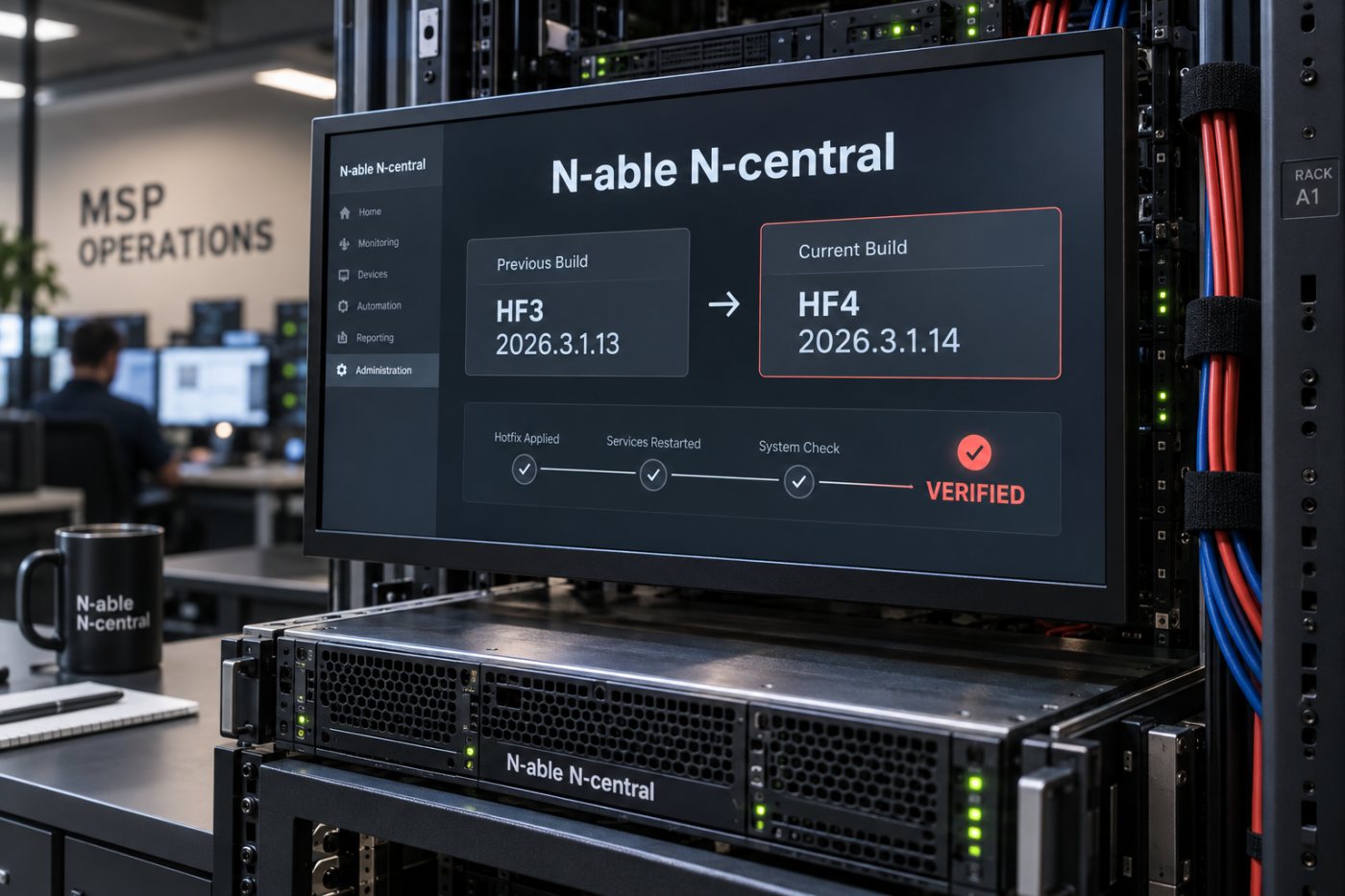 自己管理版N-centralがHF3からHF4へ更新され、2026.3.1.14の稼働を確認する状態