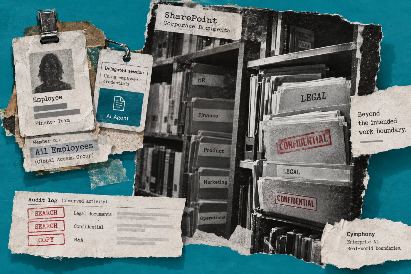Agente de IA herda permissões de um usuário e passa a alcançar documentos sensíveis no SharePoint.
