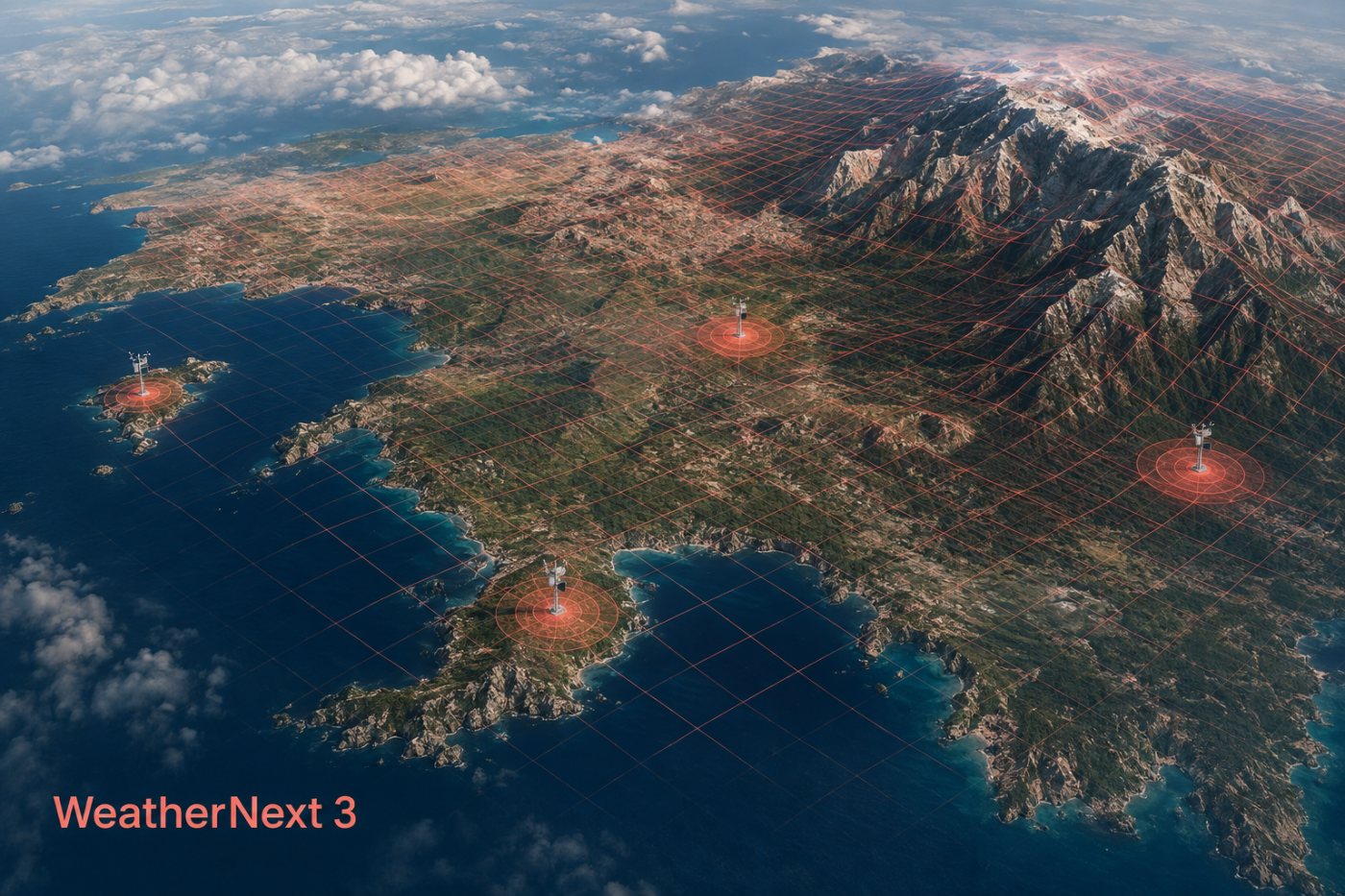 WeatherNext 3 yüzey ızgarası ve istasyon odaklı sıcaklık tahminlerinin farklı çözünürlükleri