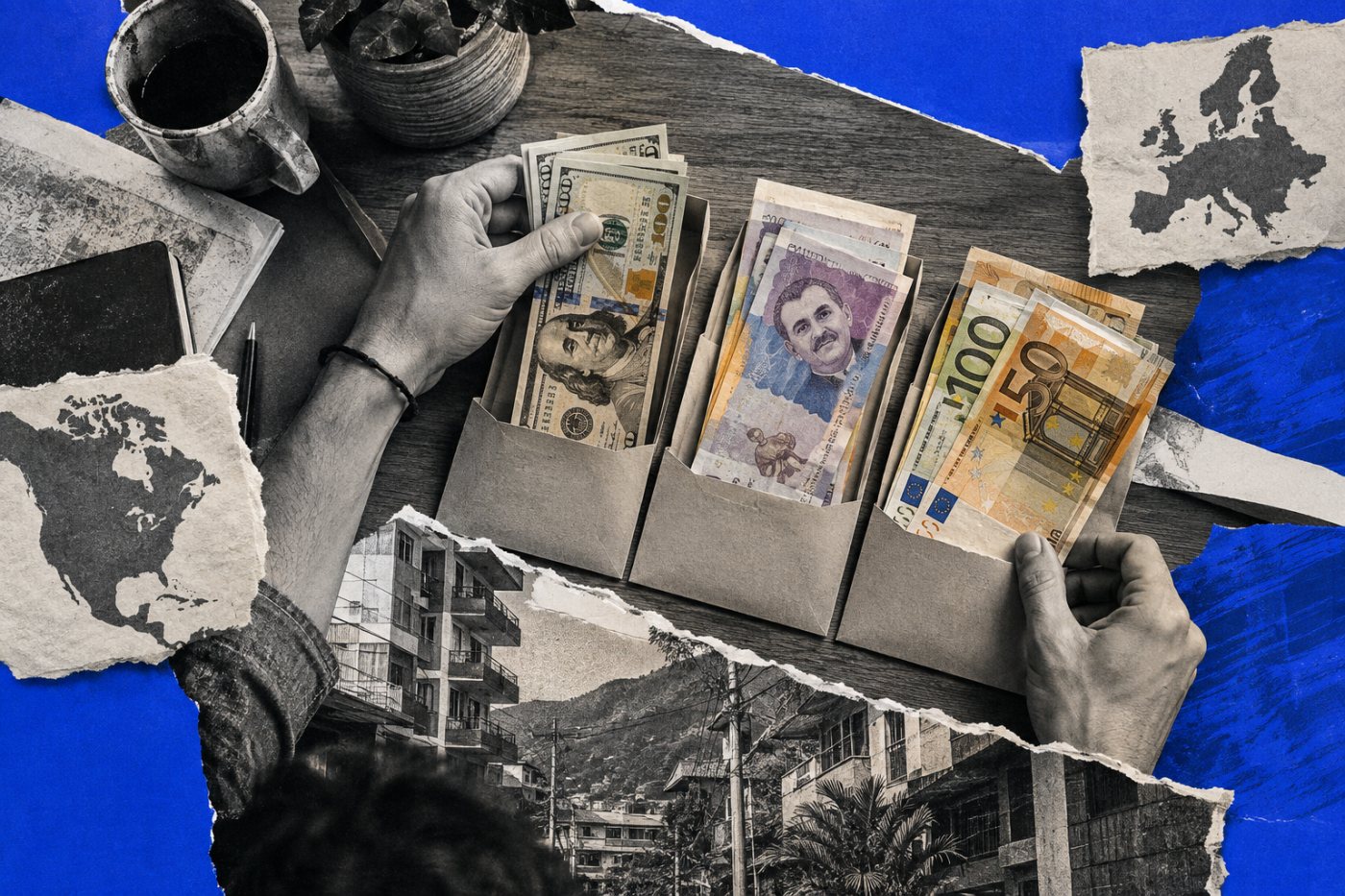 Un paiement professionnel reçu avec Plenti devient accessible en dollars, pesos colombiens et euros pour des transferts internationaux.