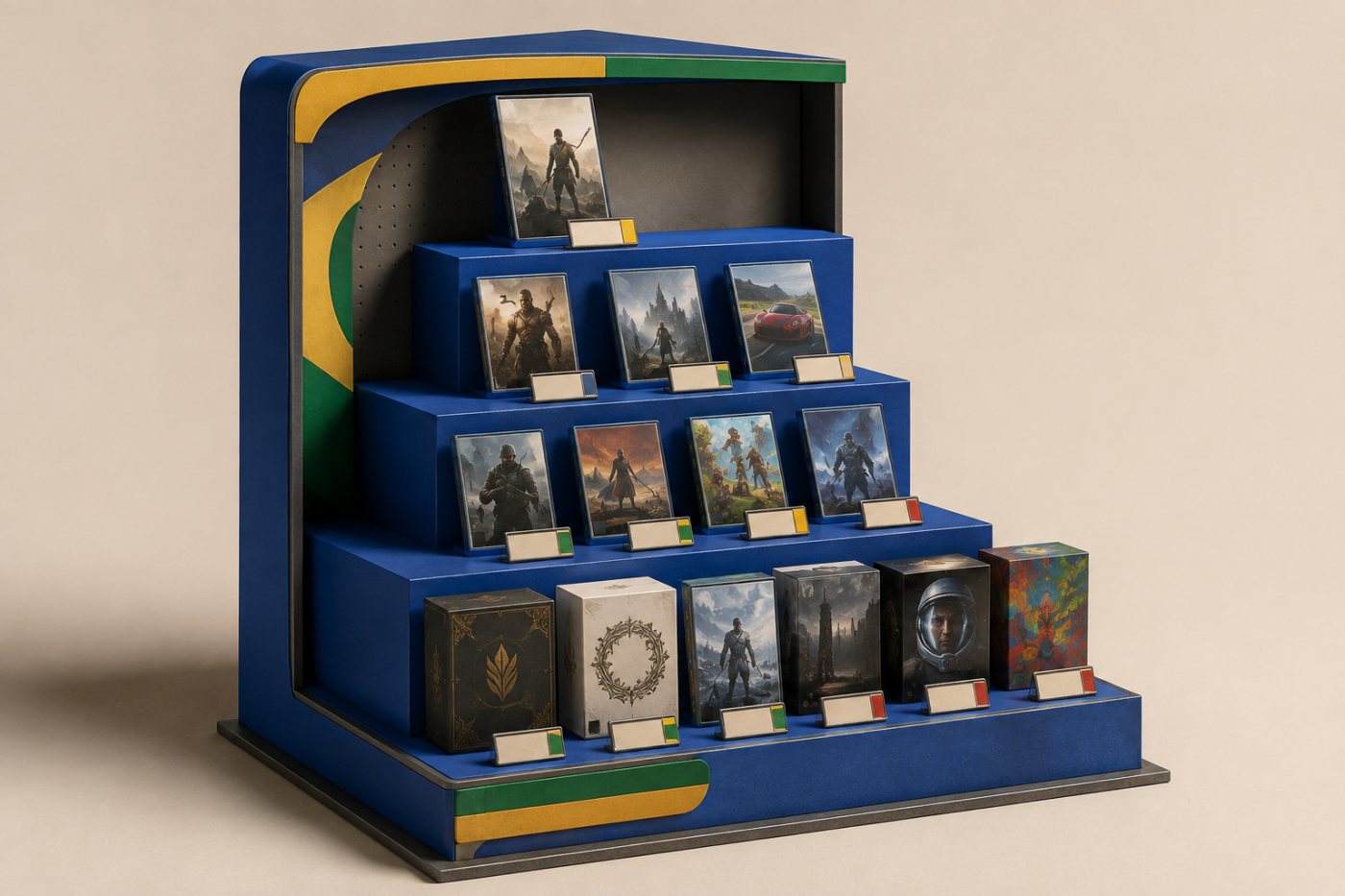 Jogos da promoção da Epic aparecem por faixas de desconto e com preços regionais em reais.