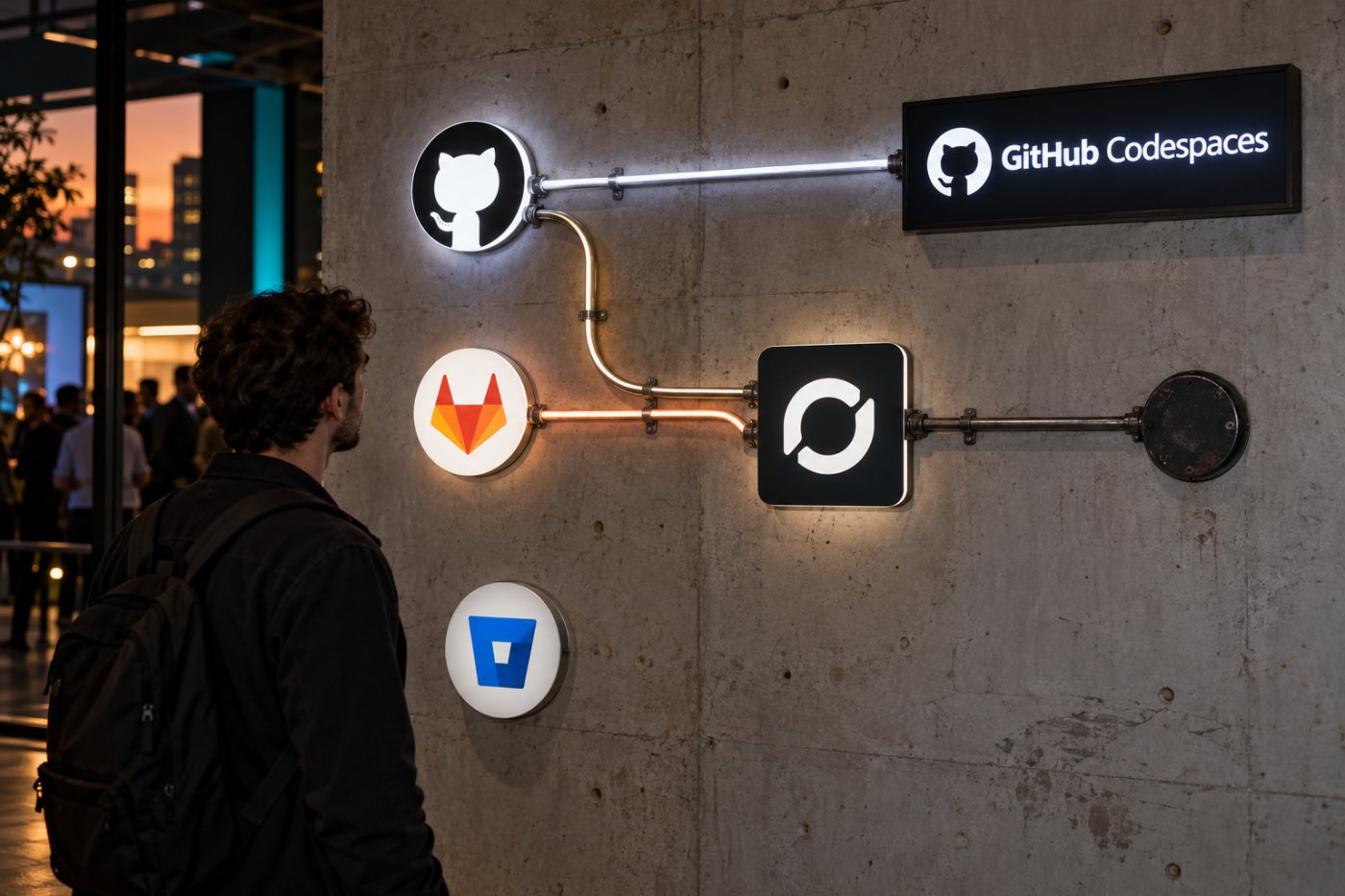 GitHub Codespaces segue il flusso GitHub; Ona collegava GitHub e GitLab, ma Ona Cloud è in chiusura.