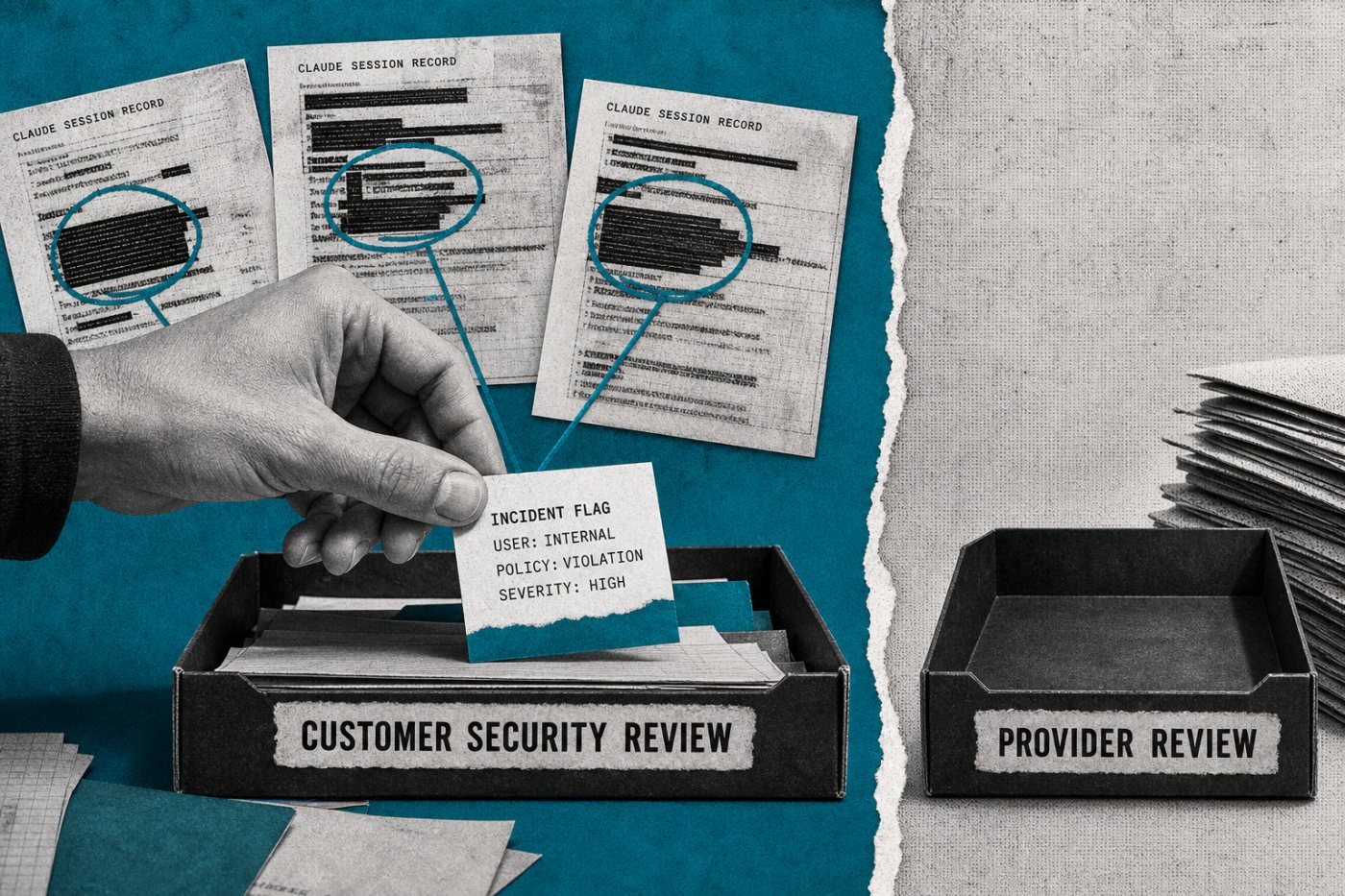 Anthropic automation flags a pattern across Claude sessions and routes the alert to the customer’s security team for human review.