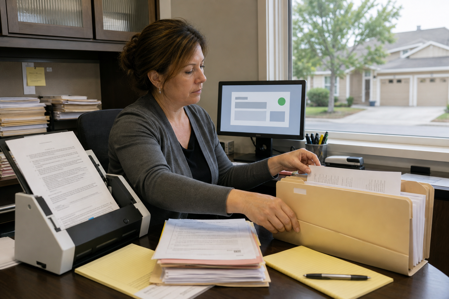 Residential title records being reviewed for refinance eligibility