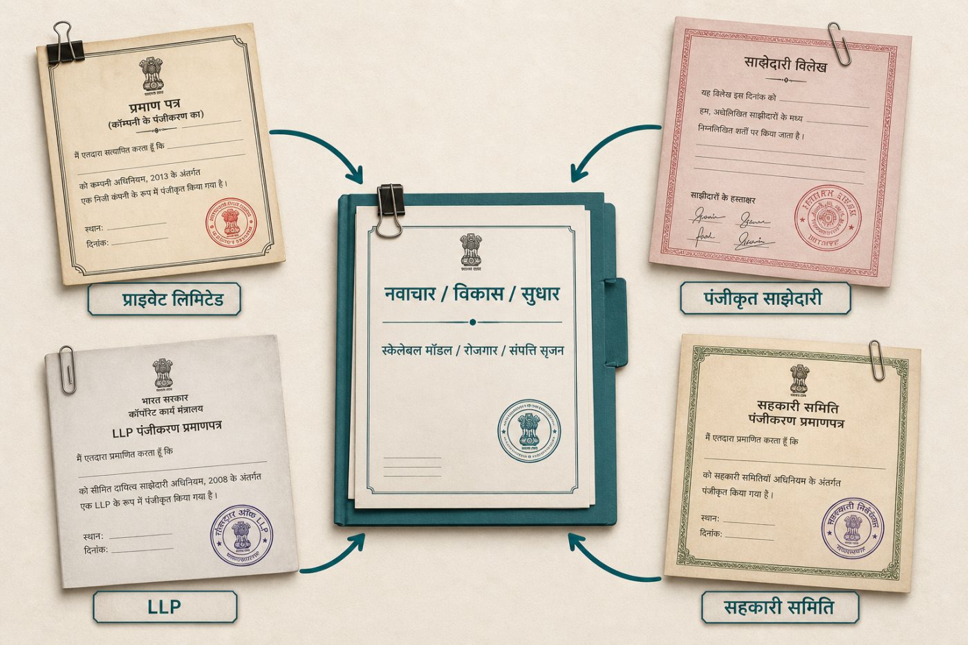 कंपनी, भागीदारी, LLP और पंजीकृत सहकारी समिति के संस्था-दस्तावेजों की समान DPIIT पात्रता-जाँच