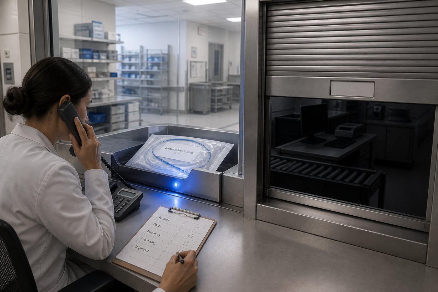 Boston Scientific製品の電子注文が受け付けられる一方、処理と出荷の確定を待つ医療機関の調達業務