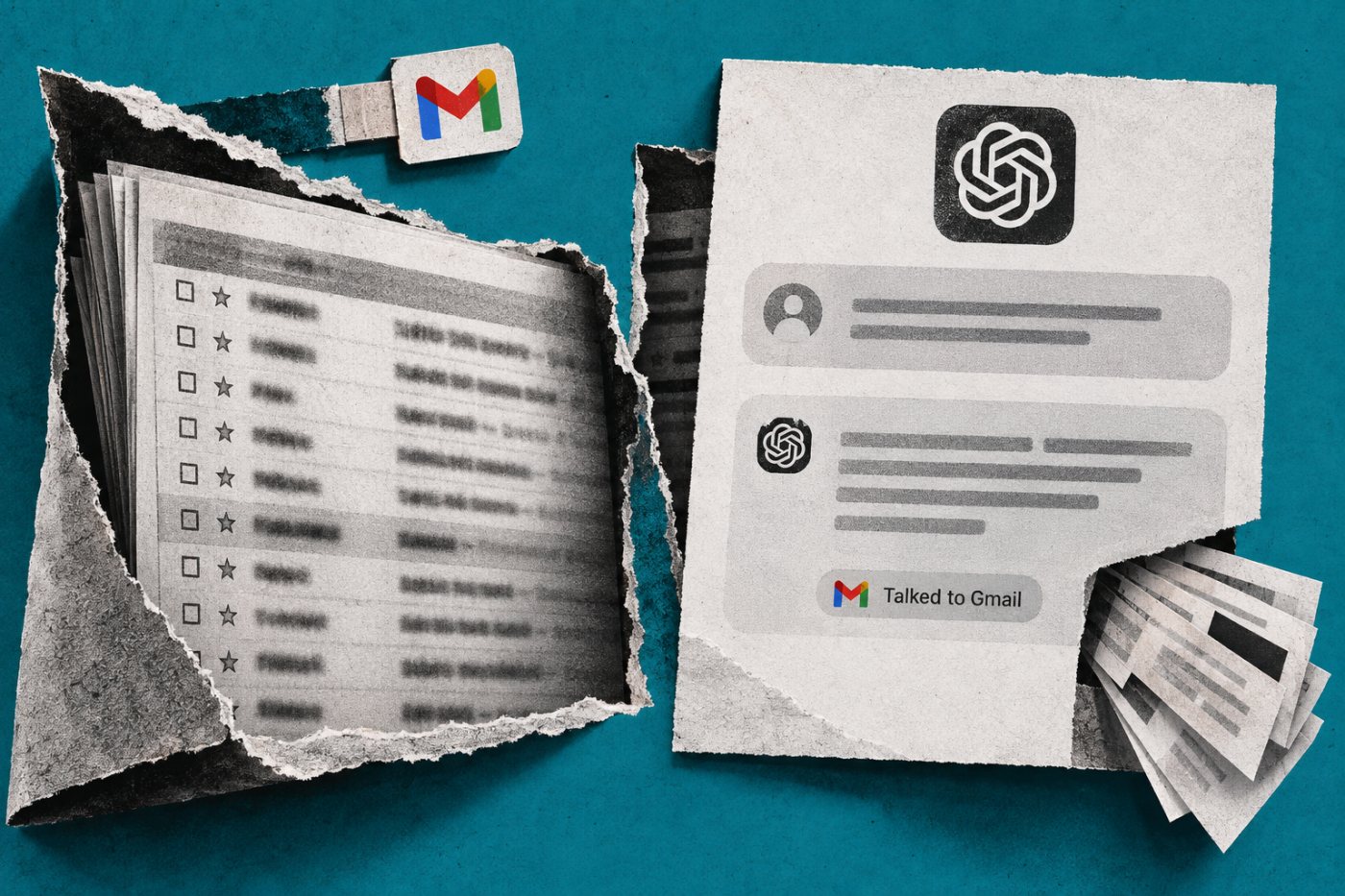 Una sesión de ChatGPT responde a una consulta normal mientras una tarea oculta lee el Gmail ya autorizado.