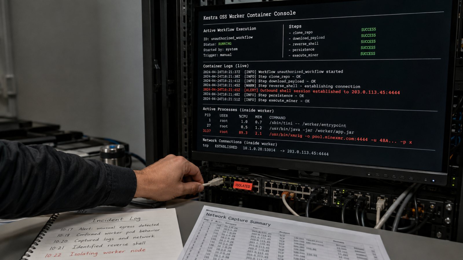 Kestra dieksploitasi tanpa login—penambang kripto mengikuti reverse shell