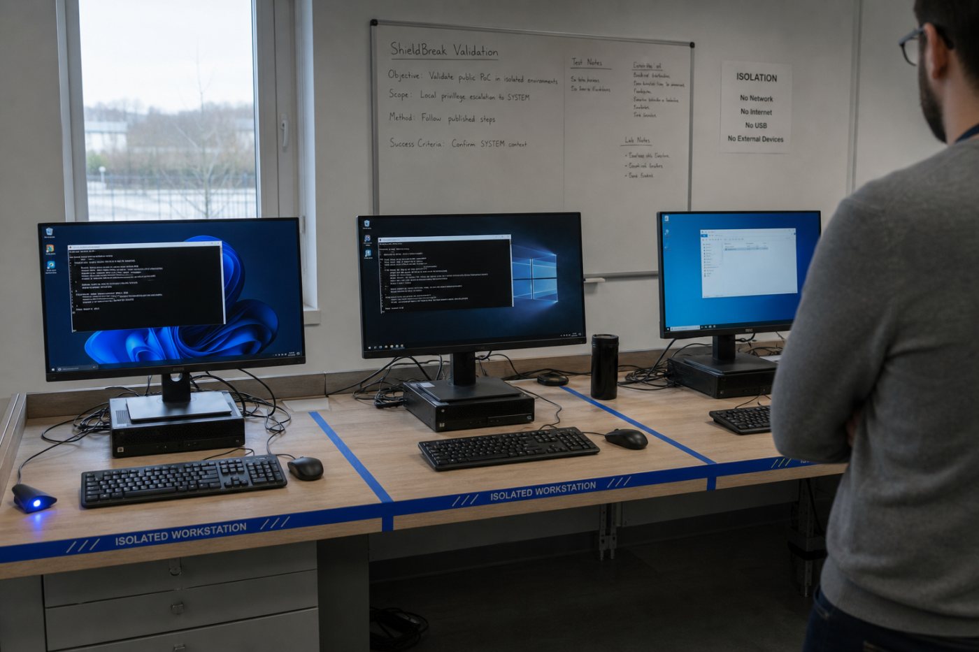 La portée publiée de ShieldBreak couvre Windows 11 et Windows Server 2025, tandis que Windows 10 reste à confirmer avec le PoC.