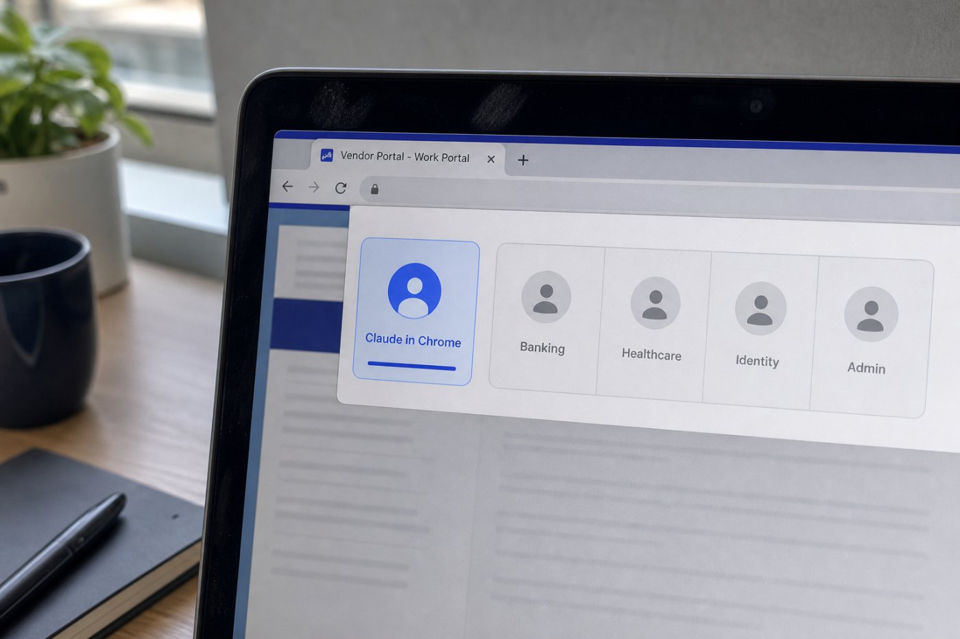 Claude in Chrome-এর জন্য আলাদা browser profile-এ অনুমোদিত work portal খোলা, sensitive accountগুলো access-এর বাইরে