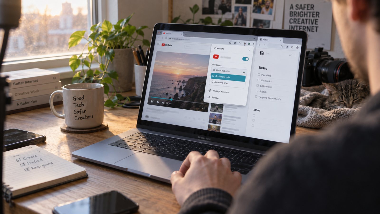 Расширение YouTube просит доступ ко всем страницам — сократите разрешения