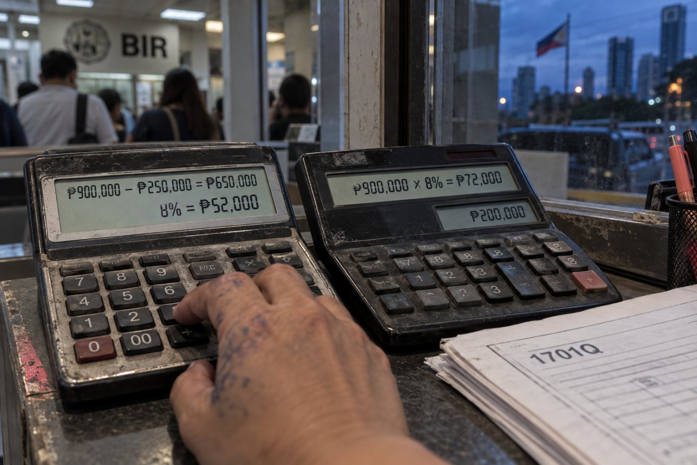 Sa magkaparehong ₱900,000 freelance receipts, ₱52,000 ang halimbawang buwis ng purong freelancer at ₱72,000 ang sa mixed-income earner.