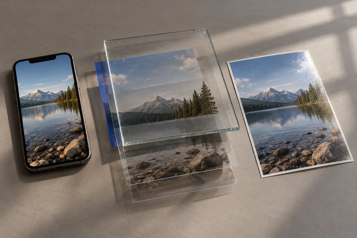PhotoCraft attēla rediģēšanas slāņi un izmēģinājumā iegūtais sapludinātais JPG rezultāts.