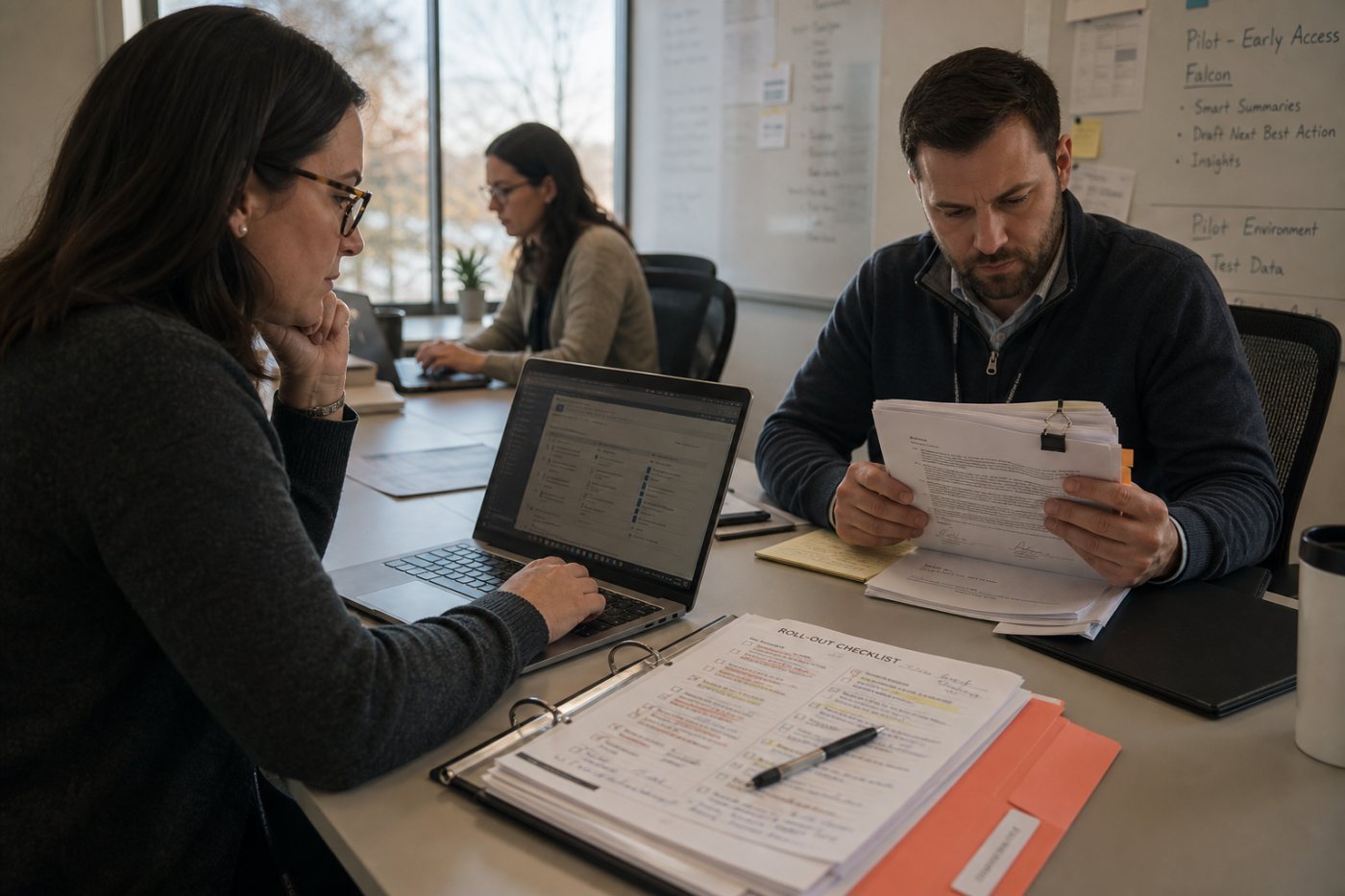 Adoção do Vault CRM distingue clientes em operação, novos compromissos comerciais e projetos iniciais do Falcon.