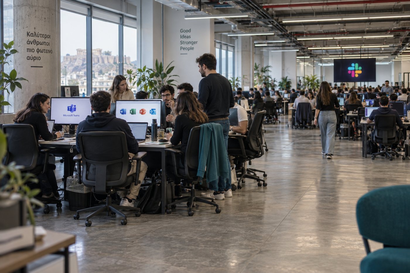 Σύγκριση της δαπάνης για Microsoft Teams και Slack σε ομάδες 10 και 50 χρηστών.