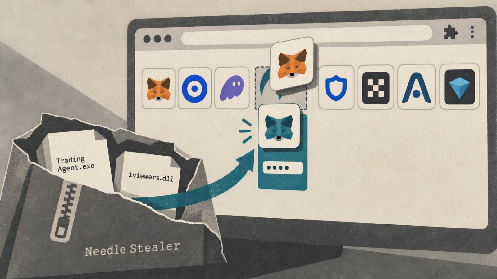 وكيل تداول AI مزيف يستبدل محافظ المتصفح ويسرق كلمات المرور