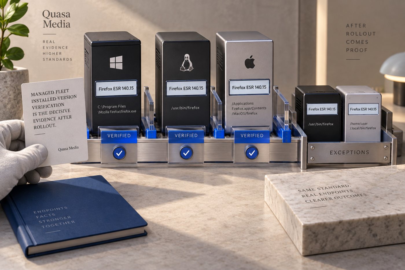 Windows، Linux اور macOS endpoints پر Firefox ESR versions کی براہ راست تصدیق