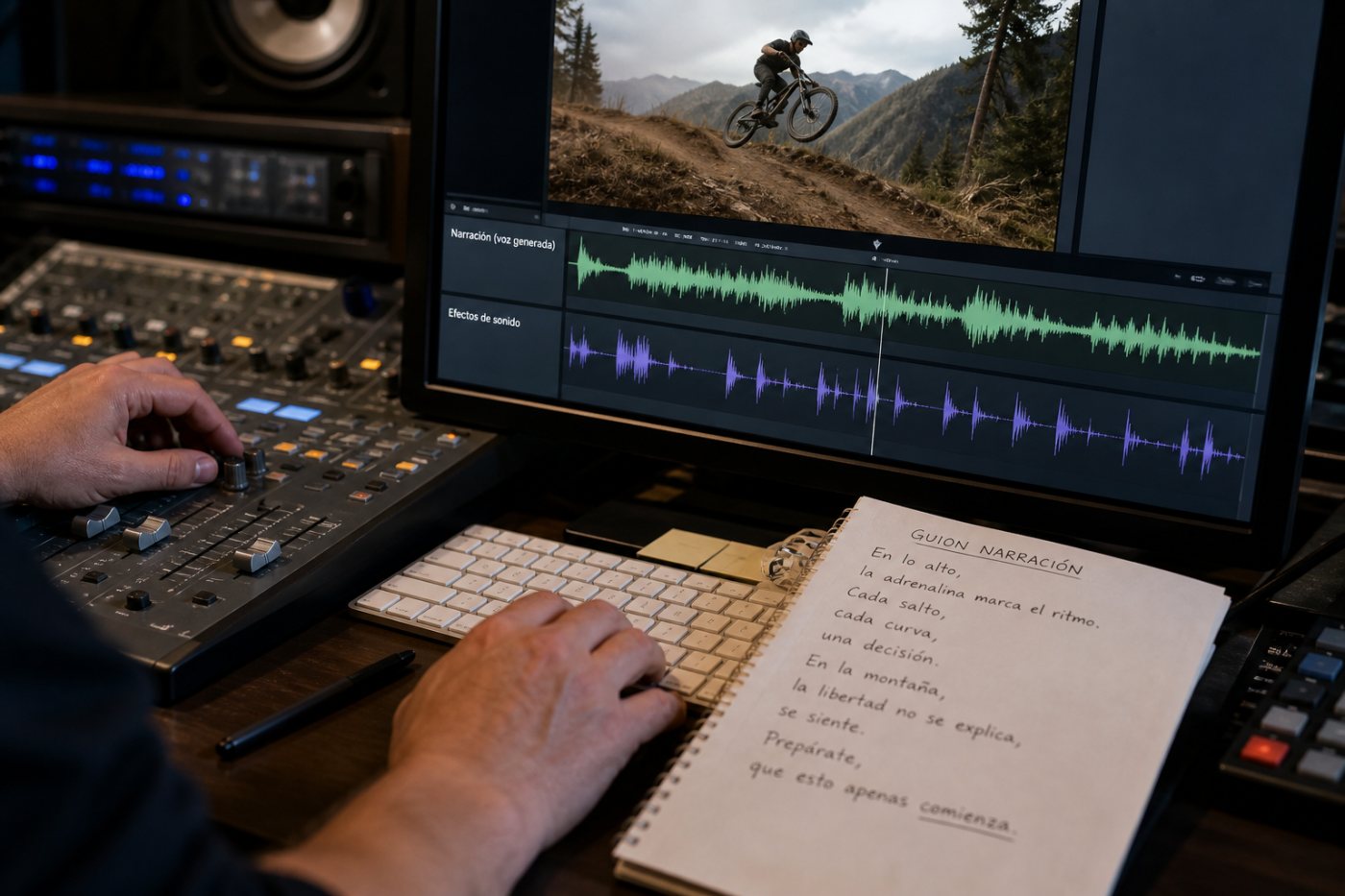 Adobe Firefly convierte un vídeo, un guion y una acción en música, voz y efectos editables.