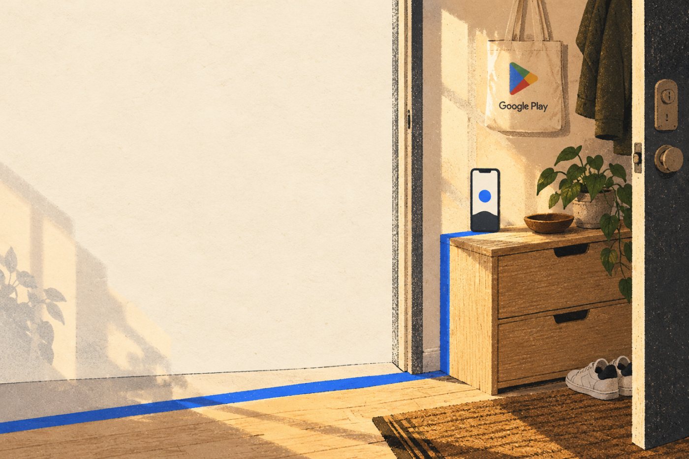 אפליקציה אישית שנוצרה ב־Google AI Studio מופעלת במכשיר Android דרך Google Play.