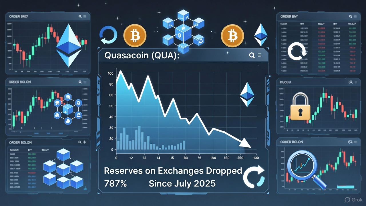 Quasacoin (QUA): Резервы на биржах упали на 787% с июля 2025