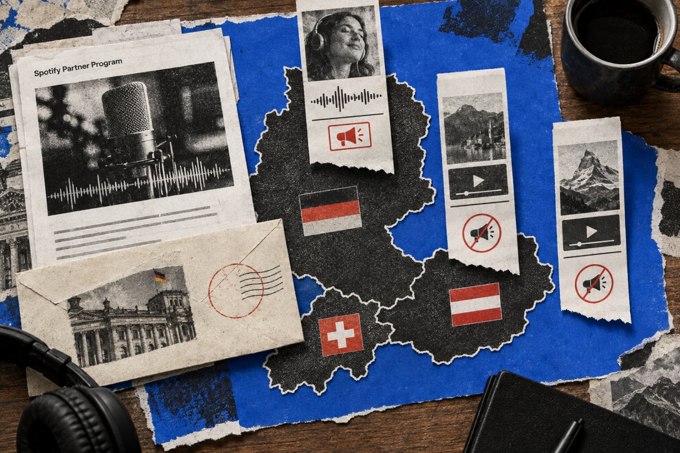 Getrennte Monetarisierung von Podcast-Nutzung in Deutschland, Österreich und der Schweiz nach Werbe- und Premium-Video-Markt
