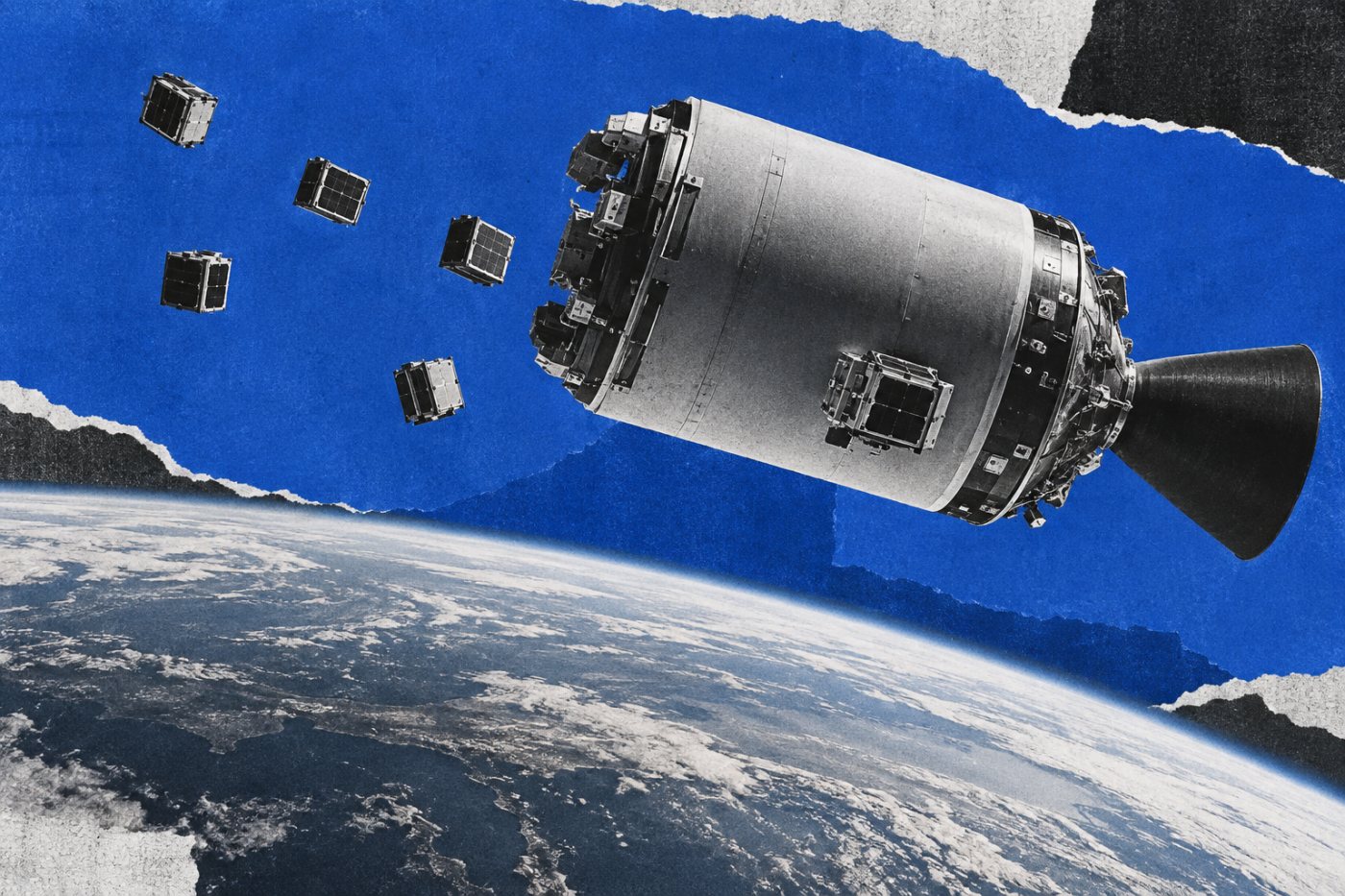 Spectrum 상단에서 목표 궤도로 분리되는 CubeSat 5기와 탑재 실험체