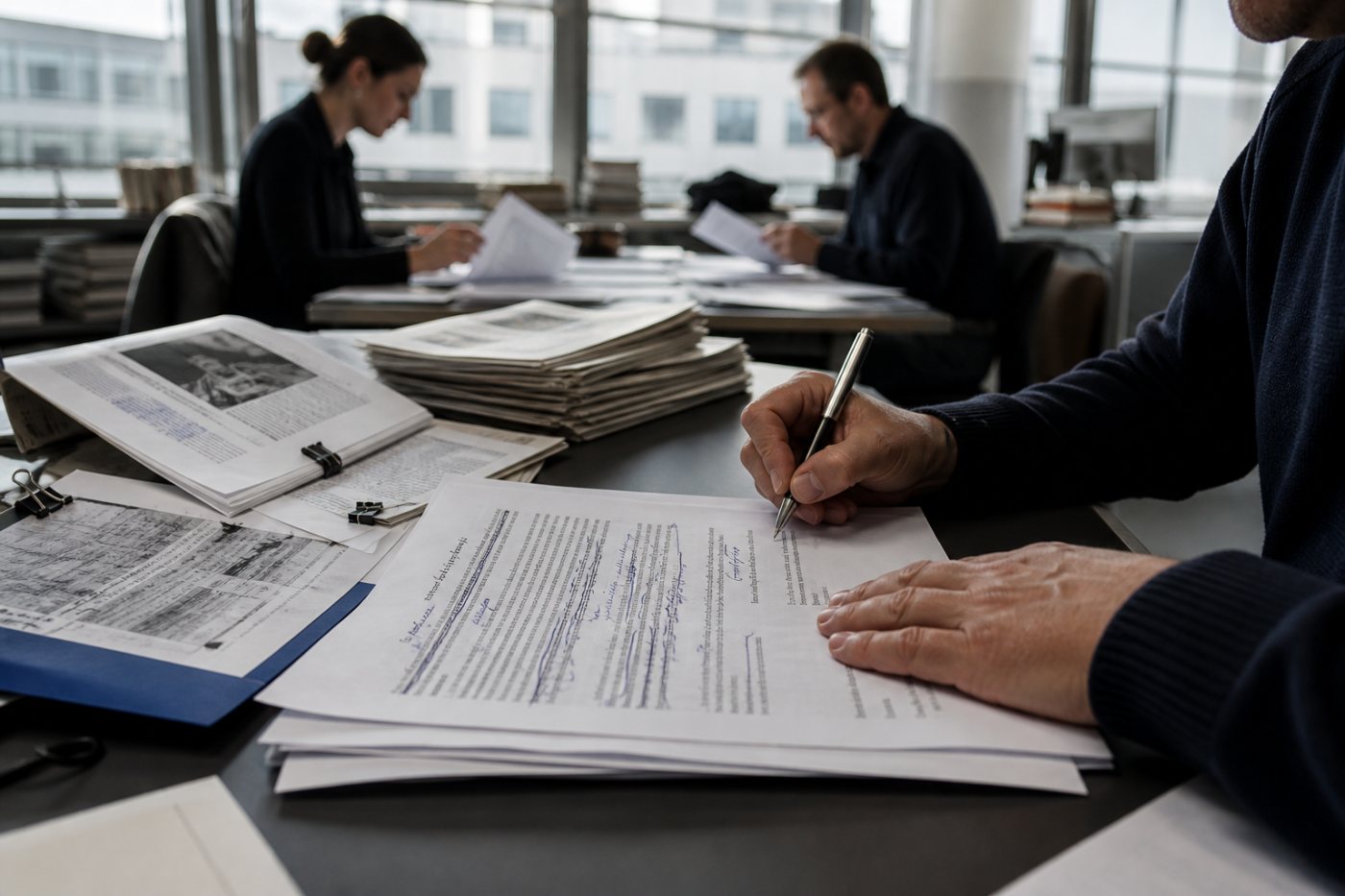 Redaktion prüft einen KI-Text inhaltlich und übernimmt dokumentiert die Veröffentlichungsverantwortung
