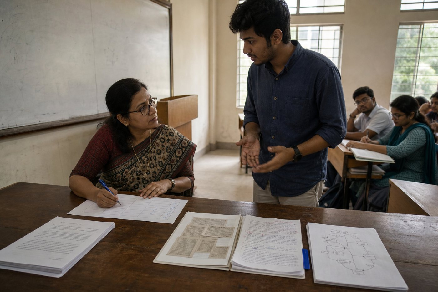 চূড়ান্ত উত্তরের মান থেকে originality, causal reasoning, revision trail ও মৌখিক ব্যাখ্যা আলাদাভাবে মূল্যায়িত হচ্ছে