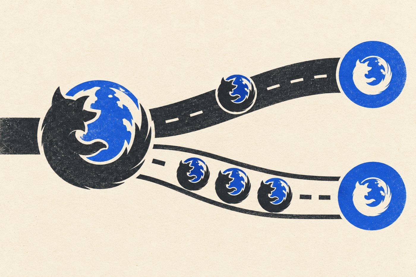 ჩვეულებრივი Firefox-ისა და ორგანიზაციის მიერ მართული გამოშვების განსხვავებული განახლების გზები