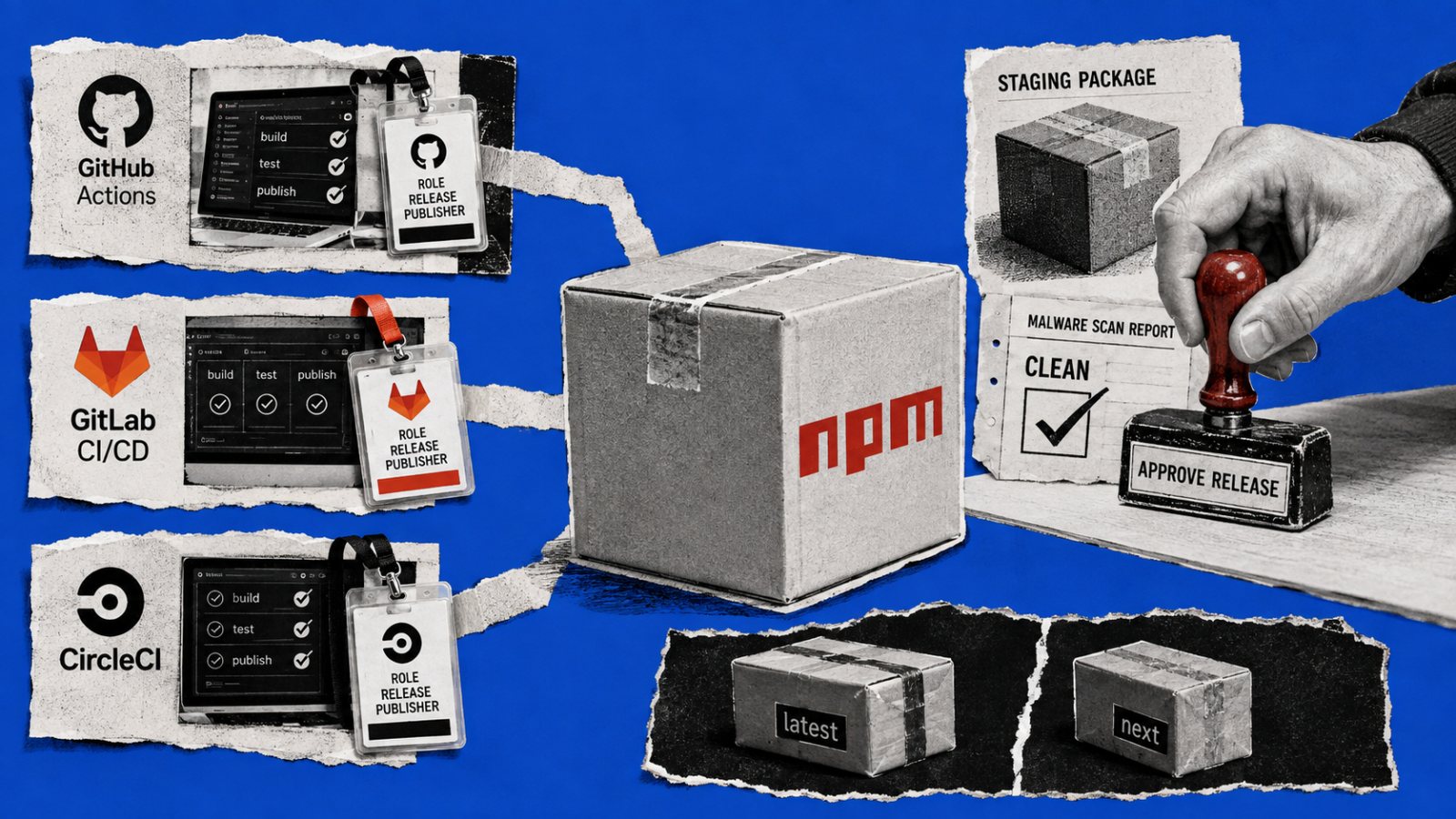 npm accepte dix éditeurs OIDC, avec validation humaine après le scan