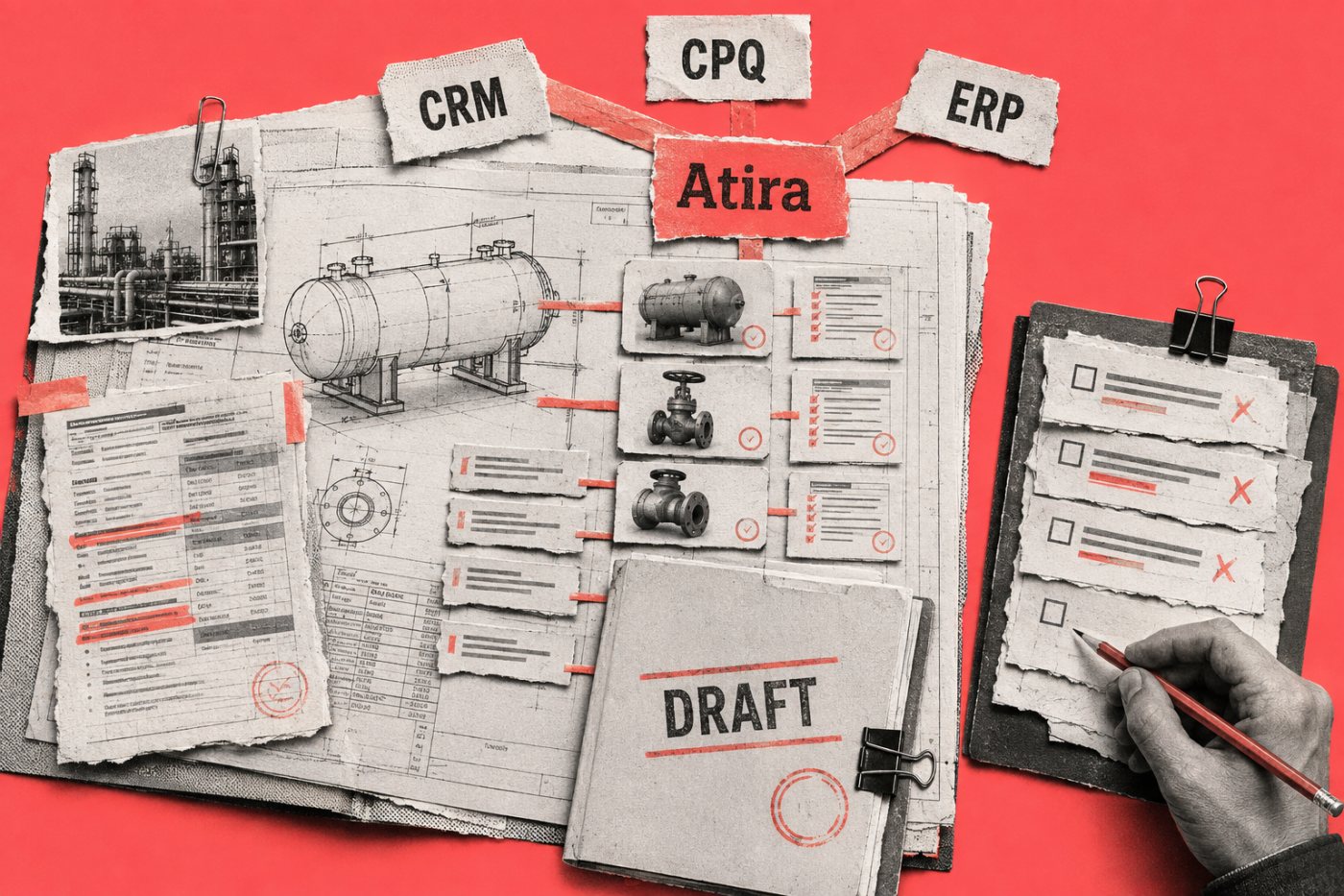 Atira rapproche les exigences d’un appel d’offres des données CRM, CPQ et ERP avant de préparer une proposition.