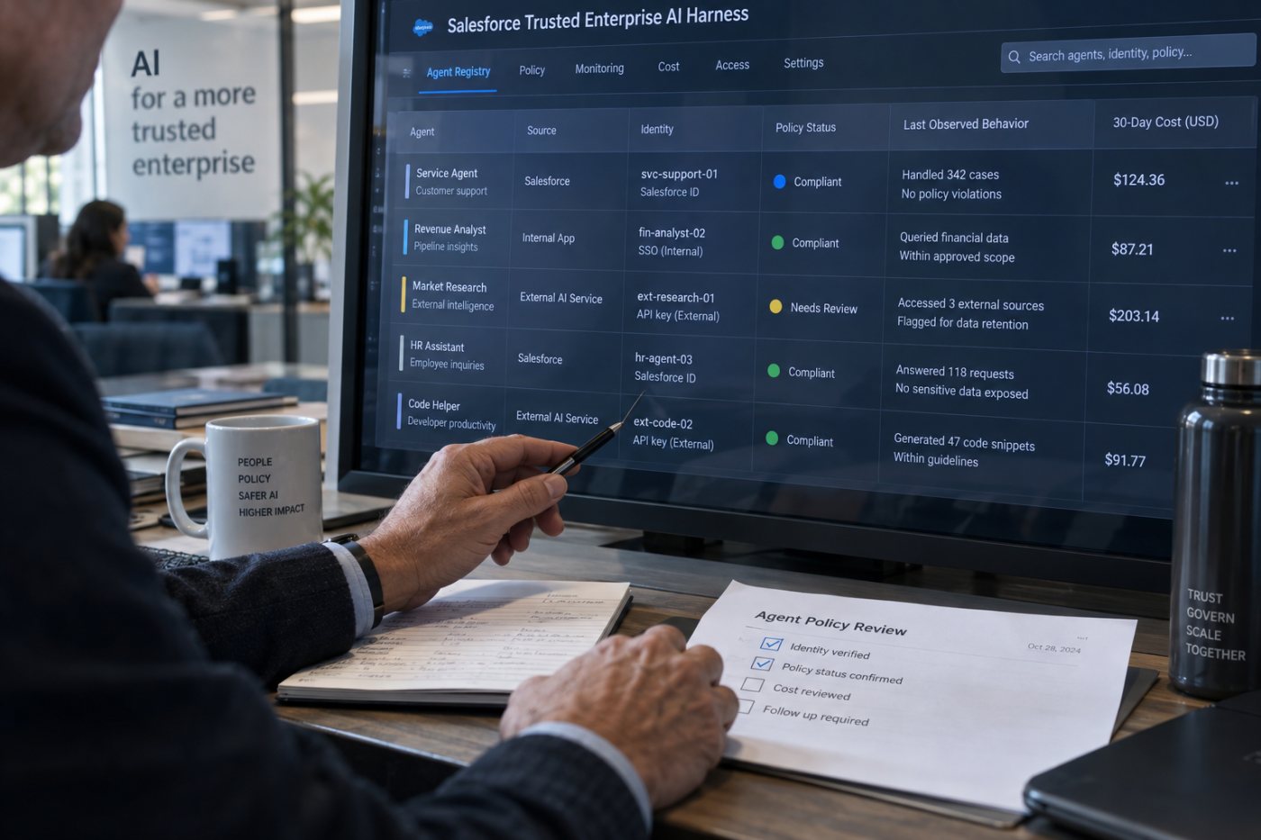 El AI Control Plane registra y supervisa agentes empresariales de Salesforce y de terceros desde un entorno común.
